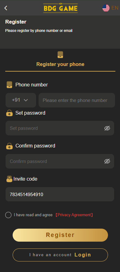 BDG Game Register