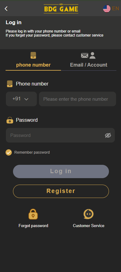 BDG Game Login